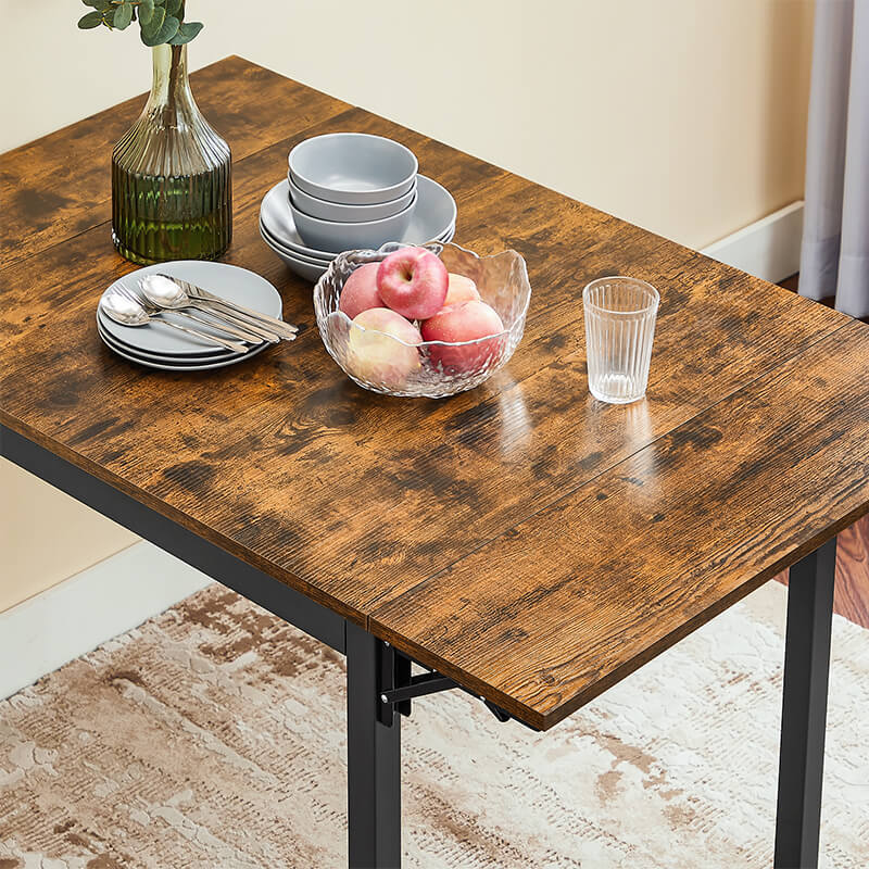 Table à manger pliable - VASAGLE - KDT077B01 - Rectangulaire - Marron  rustique - 120 x 78 x 76,2 cm - Cdiscount Maison