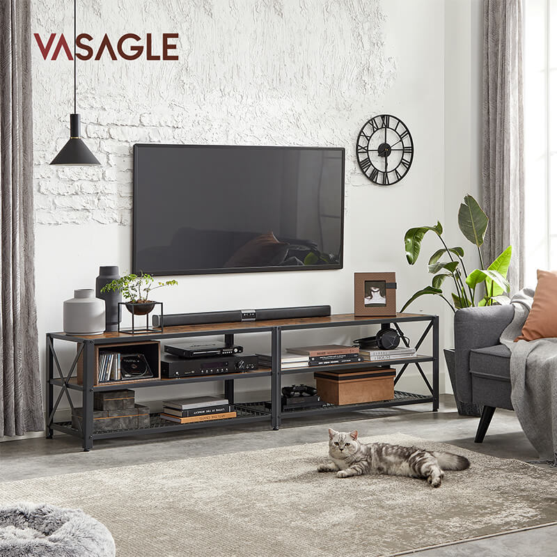 VASAGLE Bookshelf, Cube Shelf, Console Table, TV Stand with 6 Storage  Cubes, for Office, Living Room, Bedroom, 13 x 47.2 x 31.5 Inches Industrial